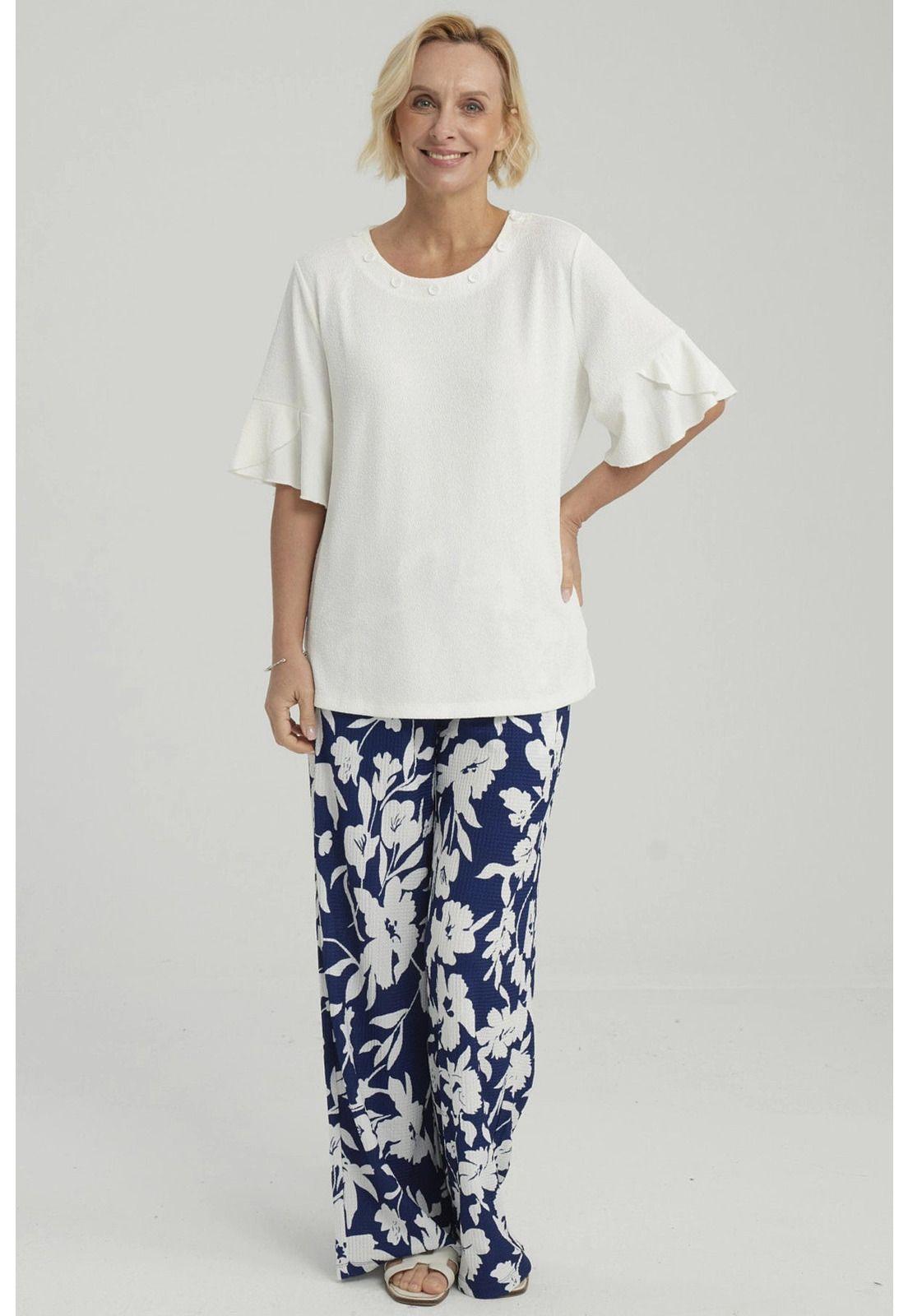 Pantalón Mujer Palazzo Pretina Elasticada Azul Oscuro-3