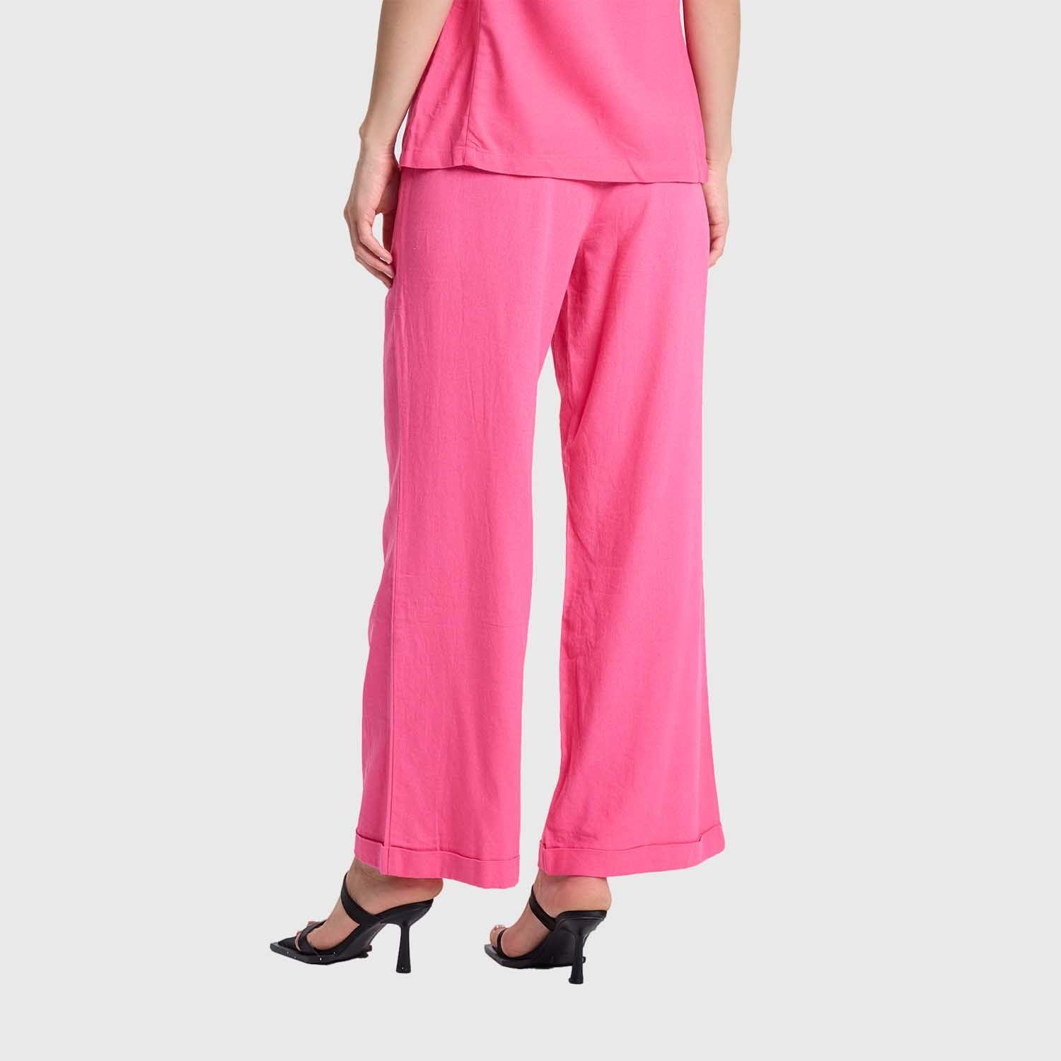Pantalón Mujer Lino Sastrero Dobladillo Rosado Fashions Park-2
