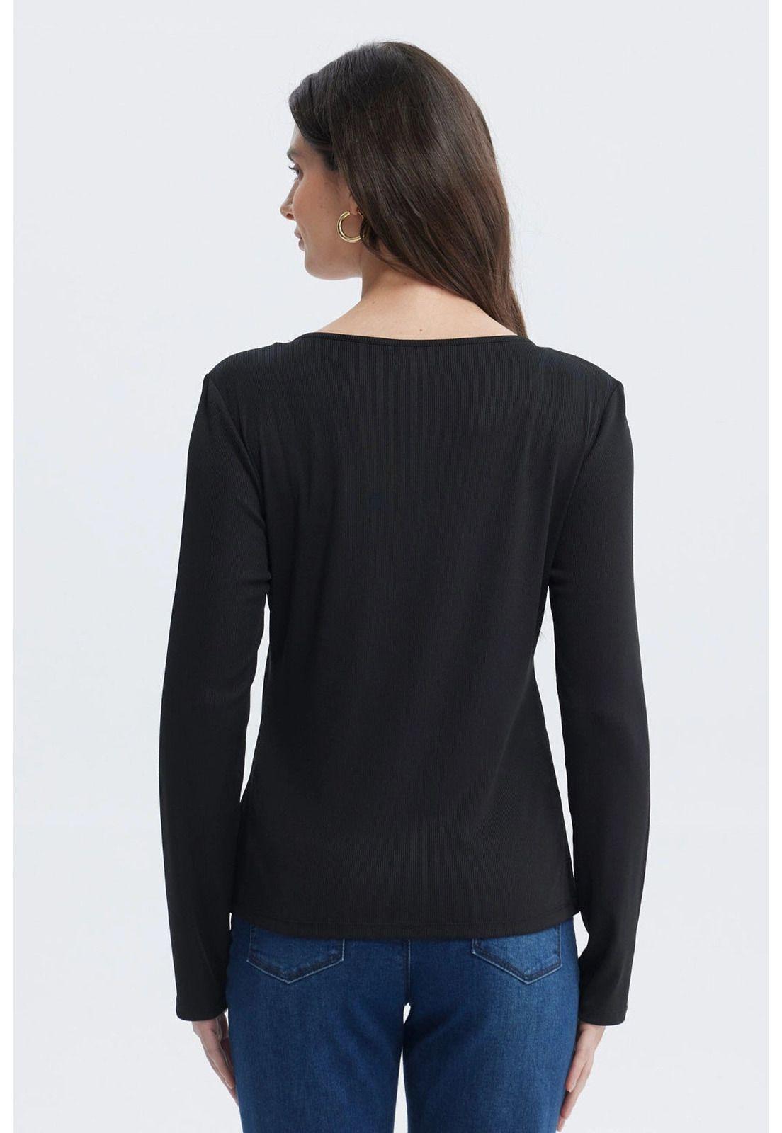 Polera Mujer Aplicación Botones Negro - lV-2