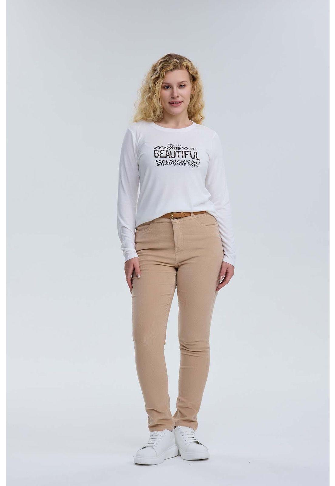 Pantalón Mujer Cotelé Con Cinturón Arena-3