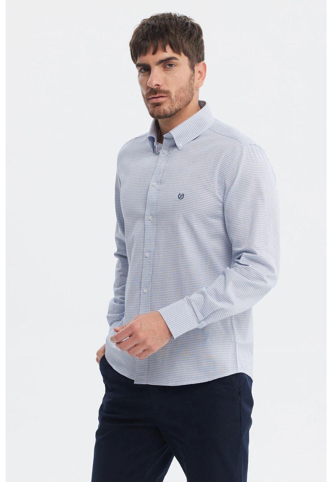 Camisa Hombre Slim Celeste - ll-1