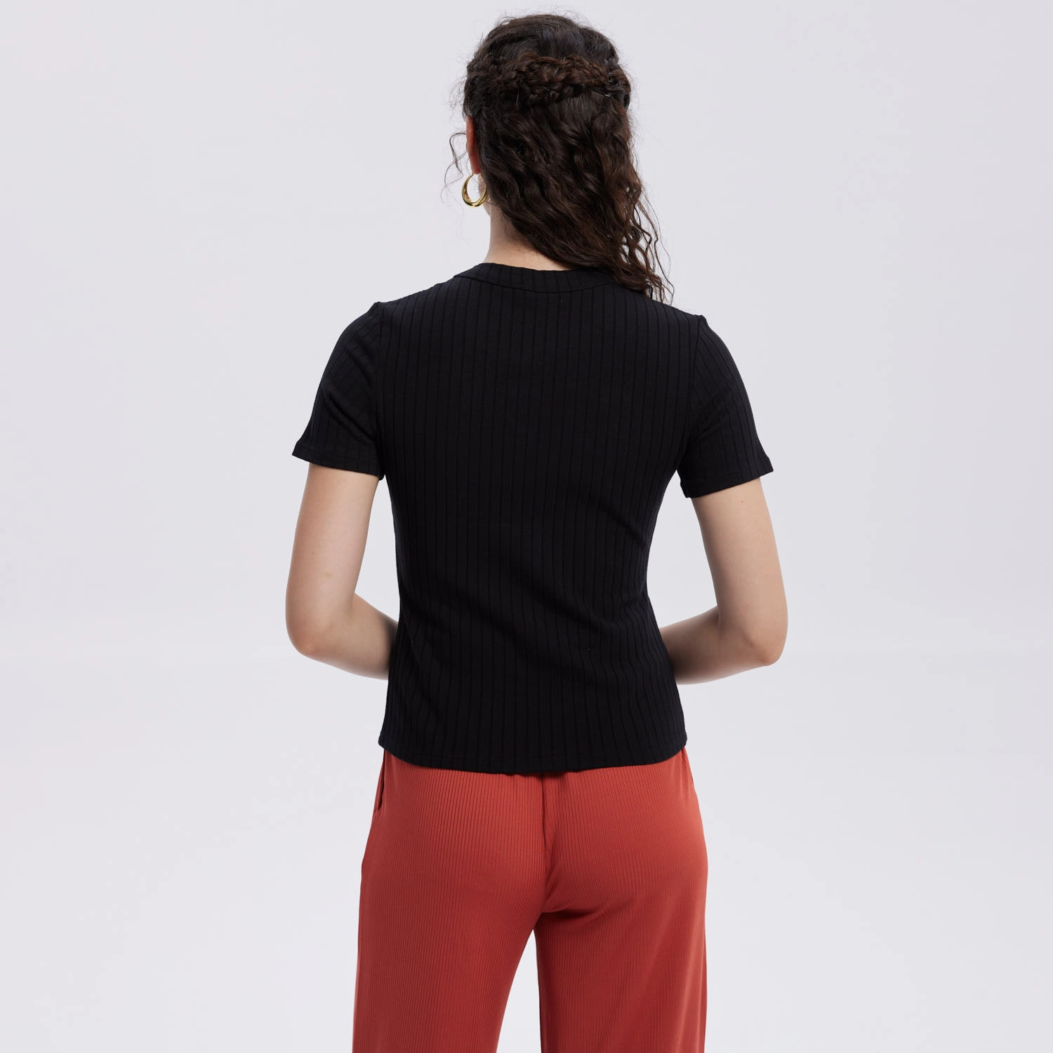 Polera Mujer Rib Crop Lisa Negro-3
