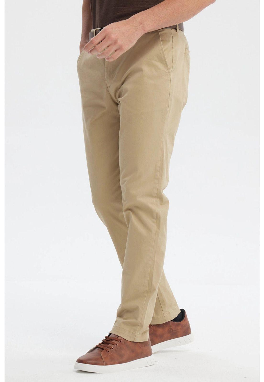 Pantalón Hombre Calce Recto Beige-1
