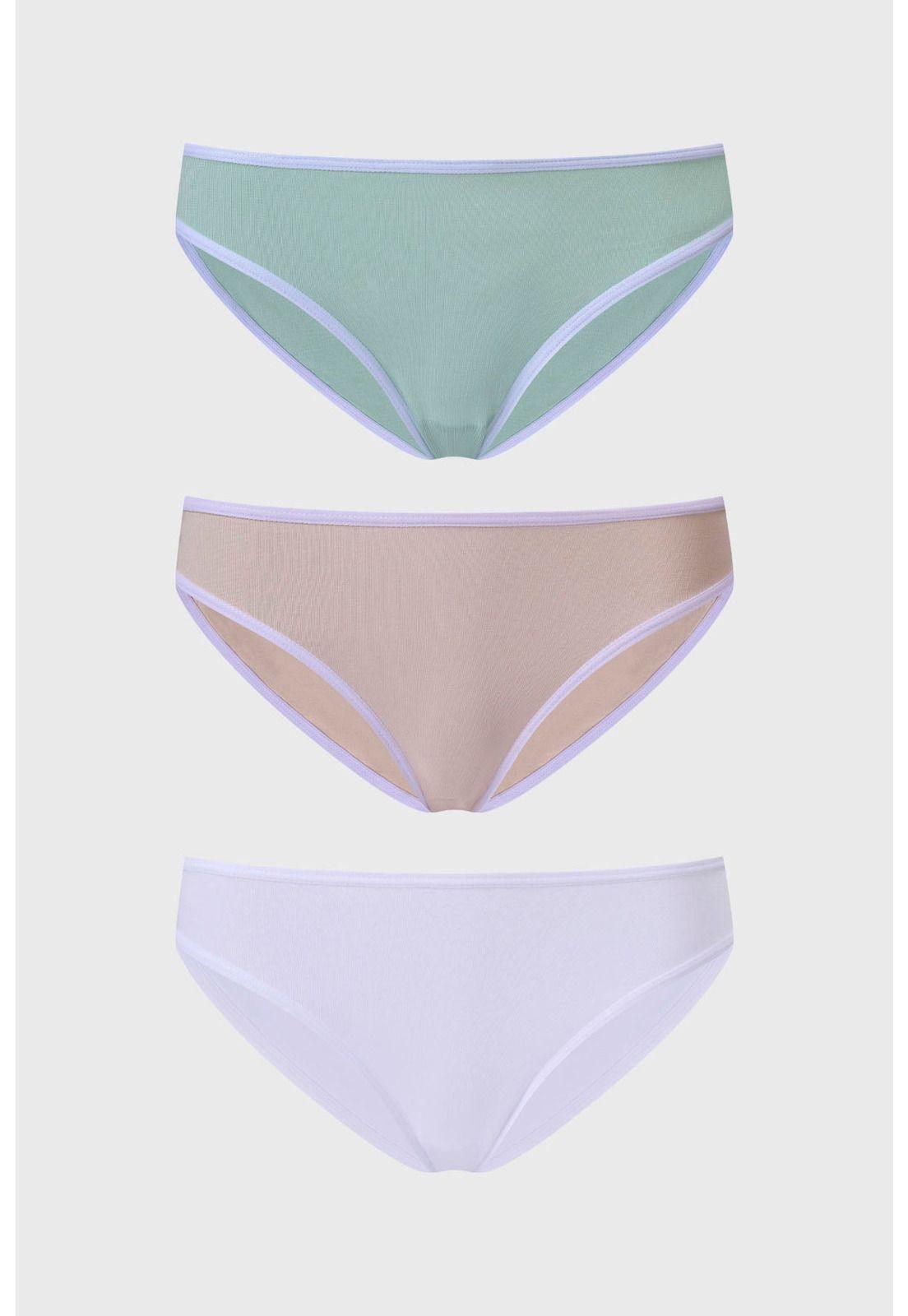 Calzón Mujer Tripack Bikini Liso Menta-0