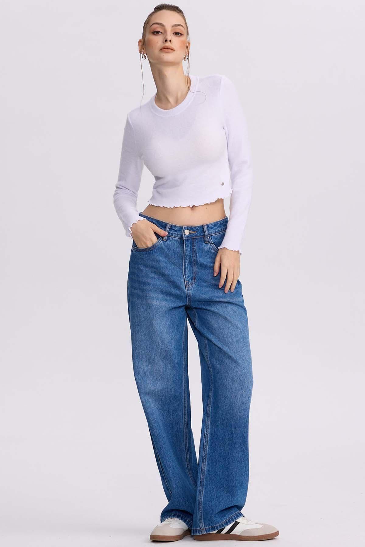 Sweater Mujer Crop Blanco-3