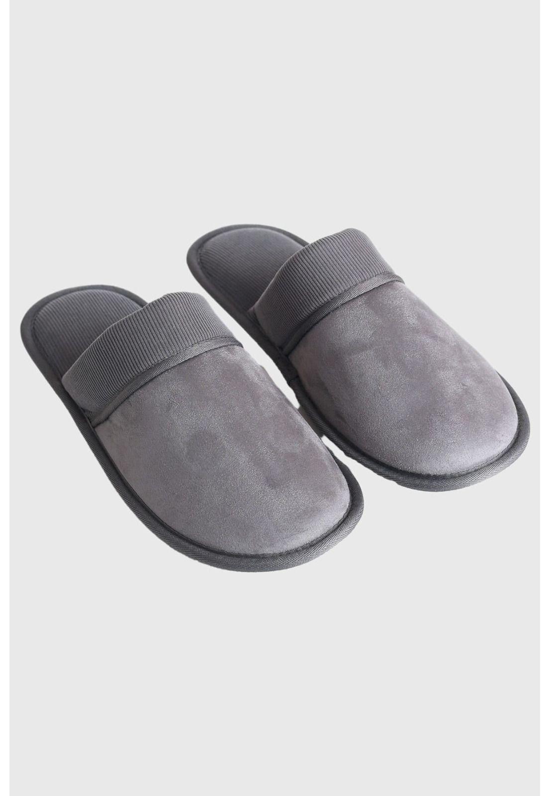 Pantufla Hombre Caja Regalable Gris-1