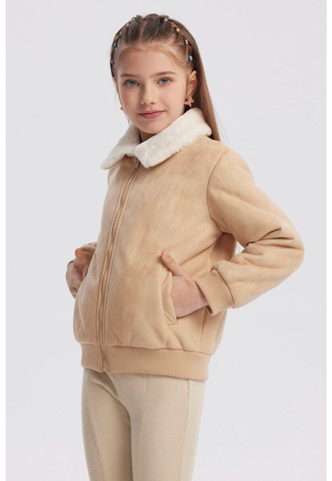 Chaqueta Niña Cuello Camisero Beige-1