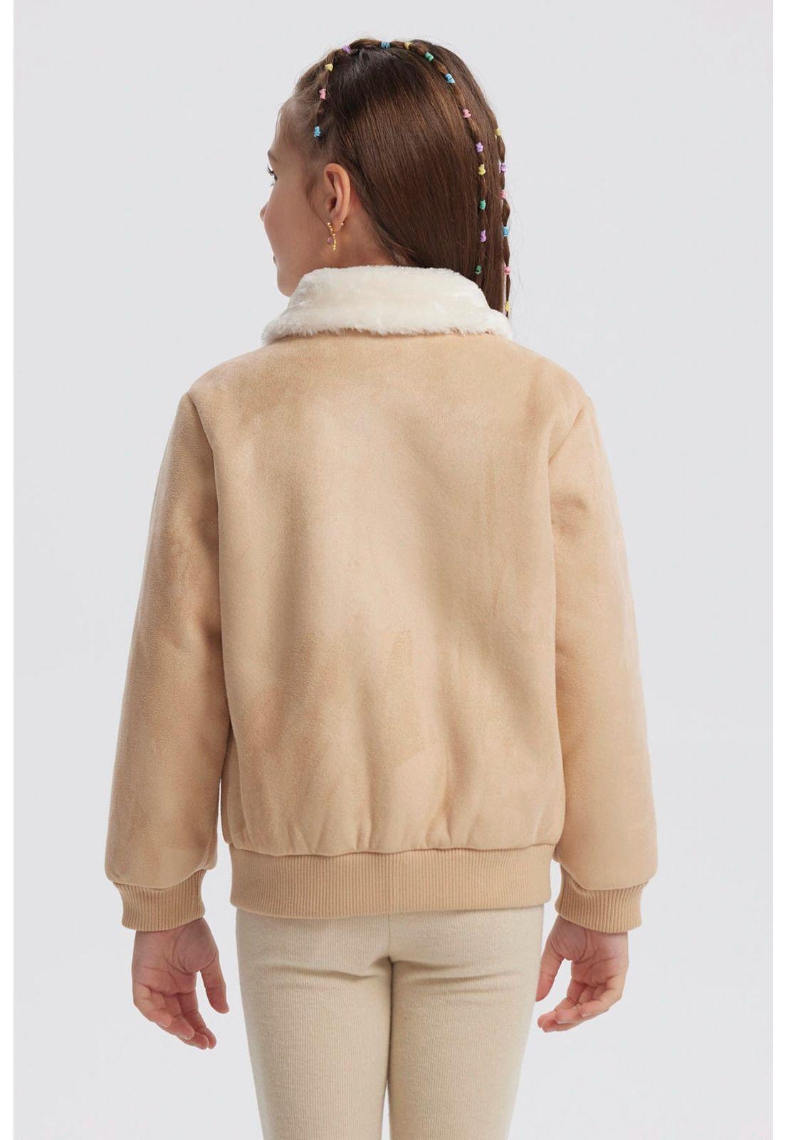 Chaqueta Niña Cuello Camisero Beige-2