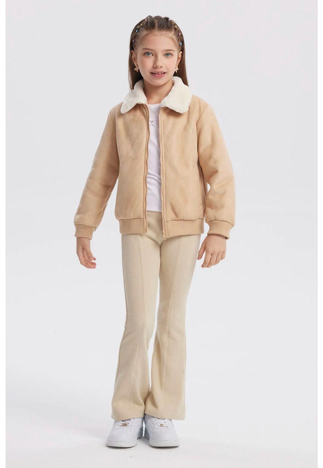 Chaqueta Niña Cuello Camisero Beige-3