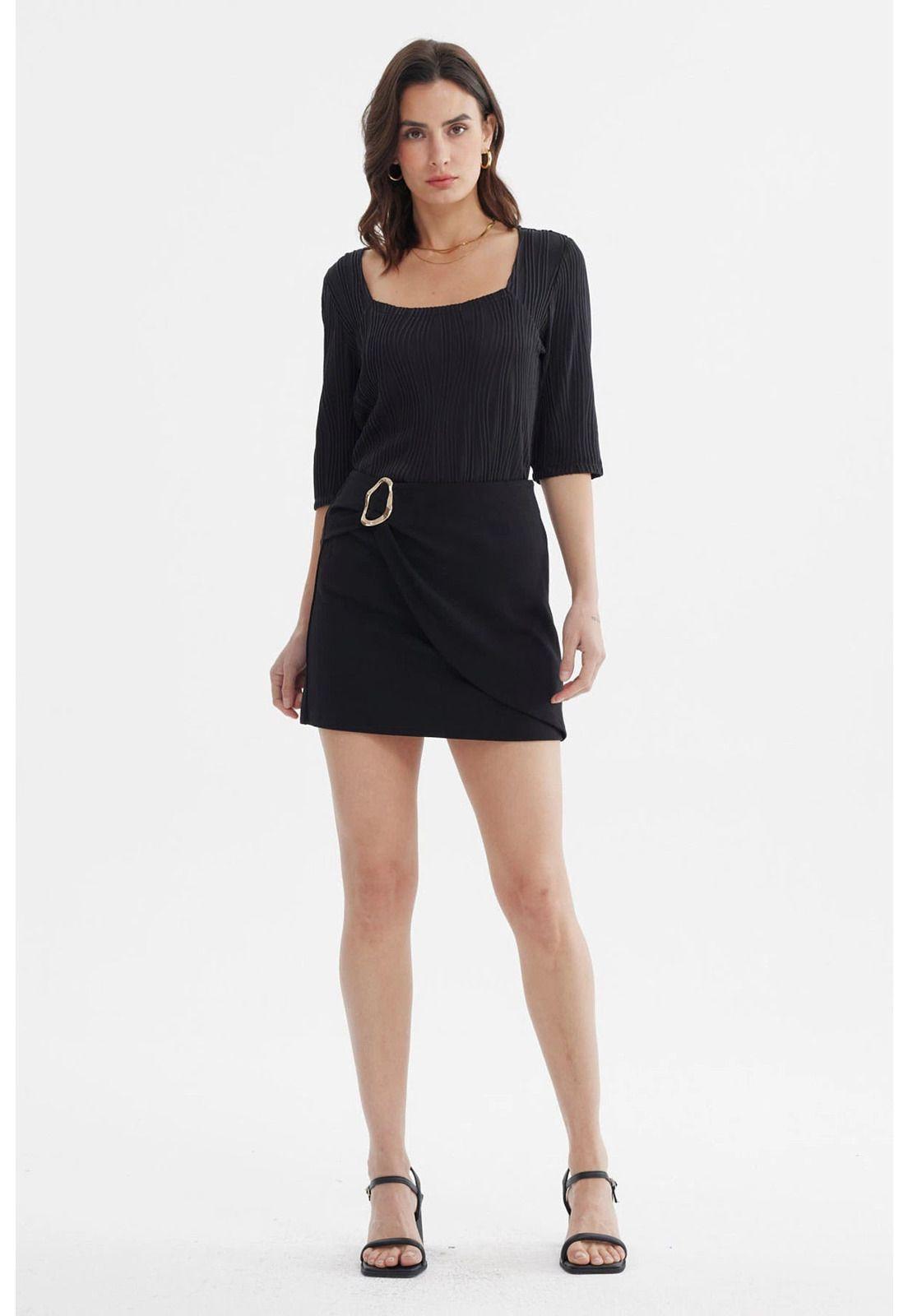 Falda Mujer Short Cruce Delantero Negro-3