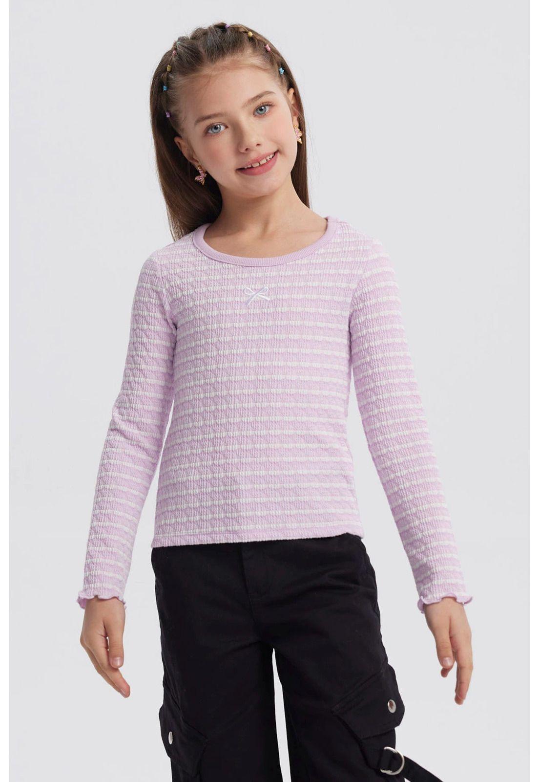 Polera Niña Rayas Lila-0