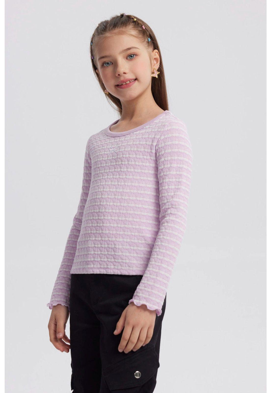 Polera Niña Rayas Lila-1