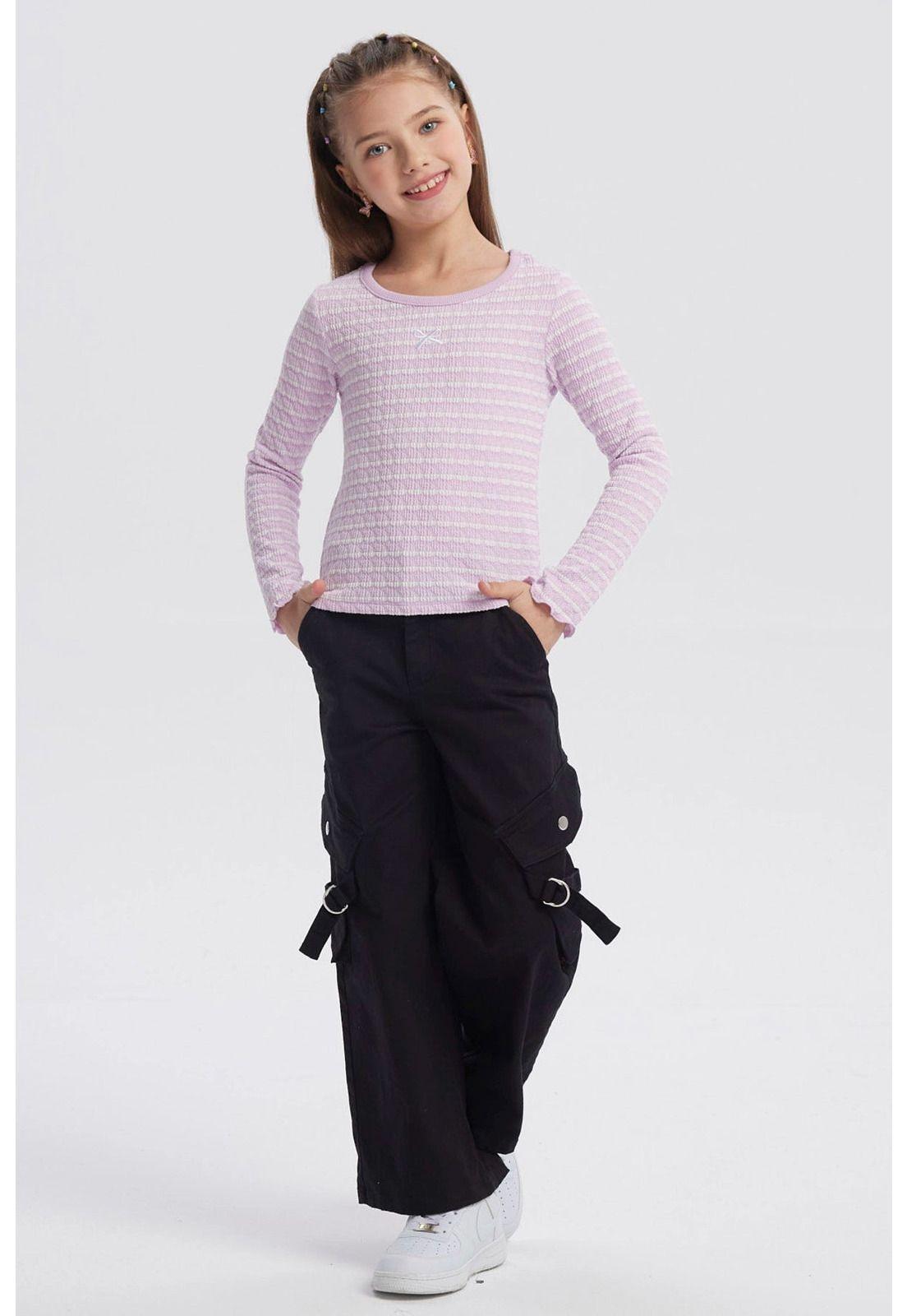 Polera Niña Rayas Lila-3