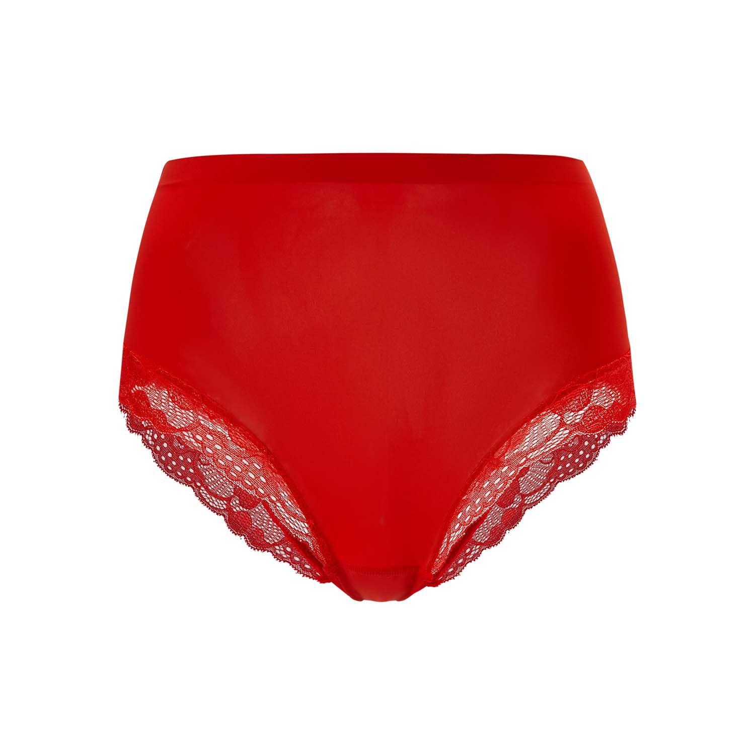 Calzón Mujer Tiro Alto Detalle Encaje Rojo Fashion's Park-0