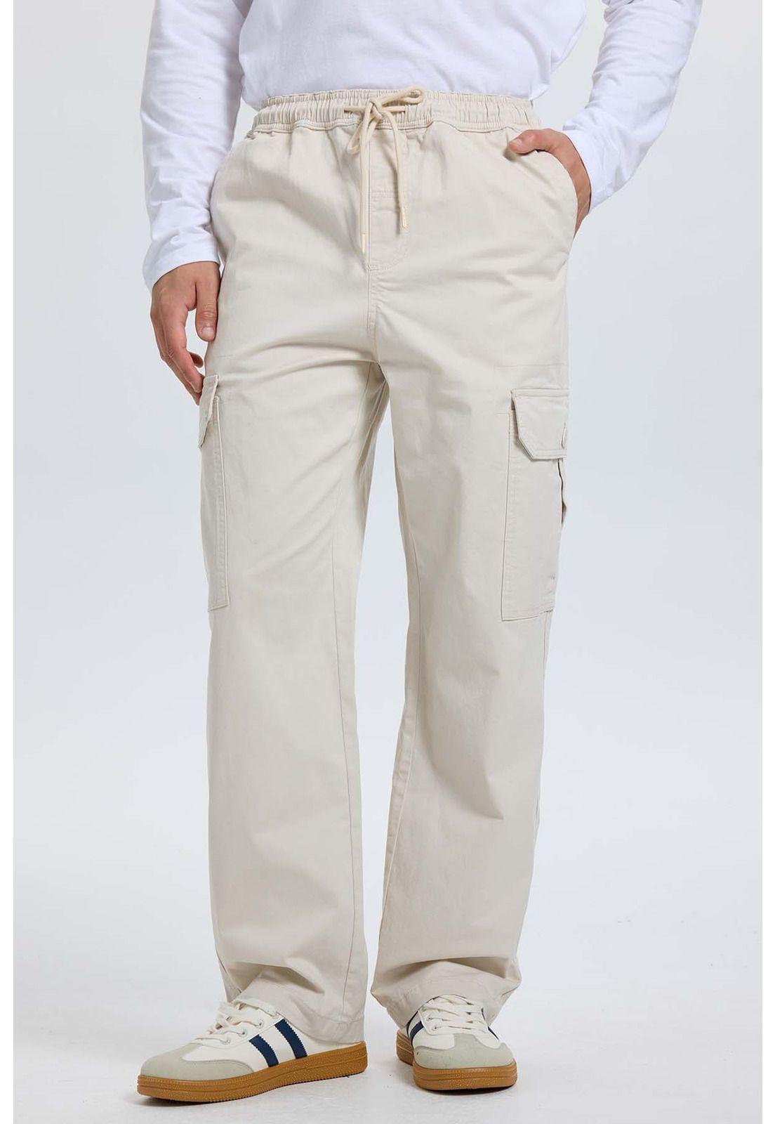 Pantalón Hombre Cargo Recto Beige-0