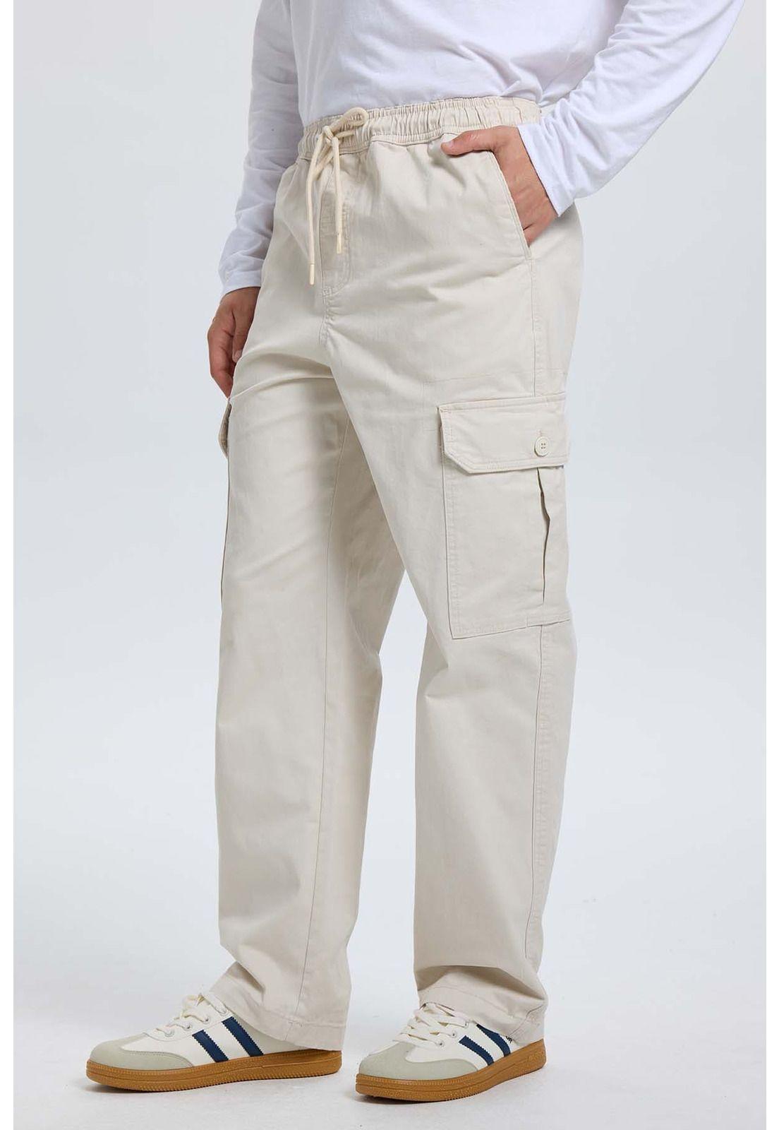 Pantalón Hombre Cargo Recto Beige-1