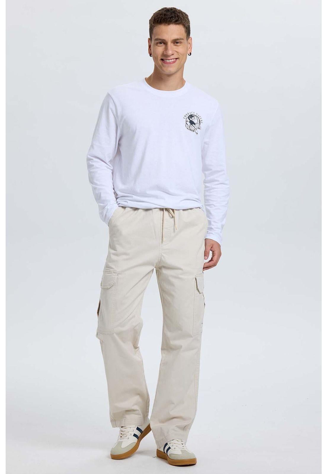 Pantalón Hombre Cargo Recto Beige-3