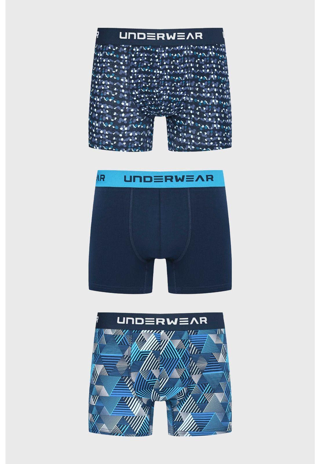 Bóxer Hombre Tripack Liso Azul Marino - ll-0