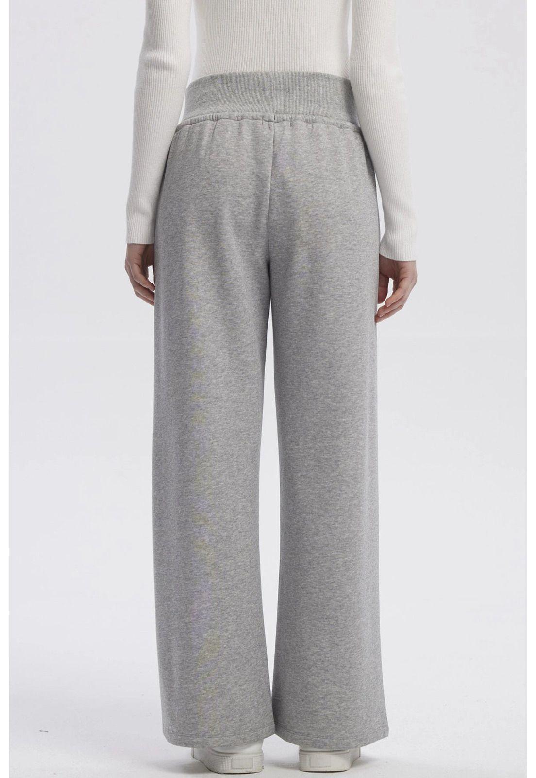 Pantalón Buzo Mujer Wide Leg Gris Melange - lV-2