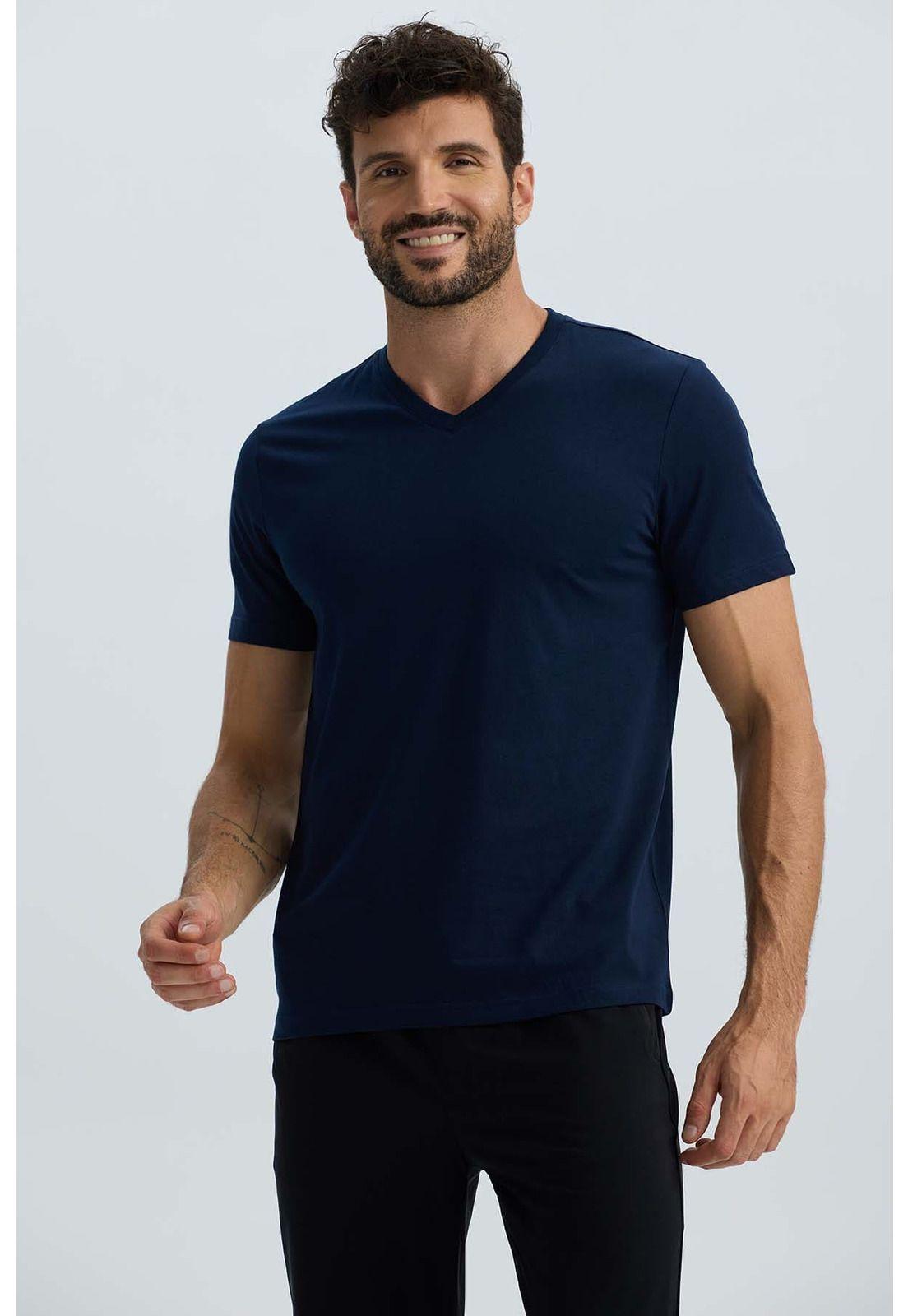 Polera Hombre Básica Azul-2