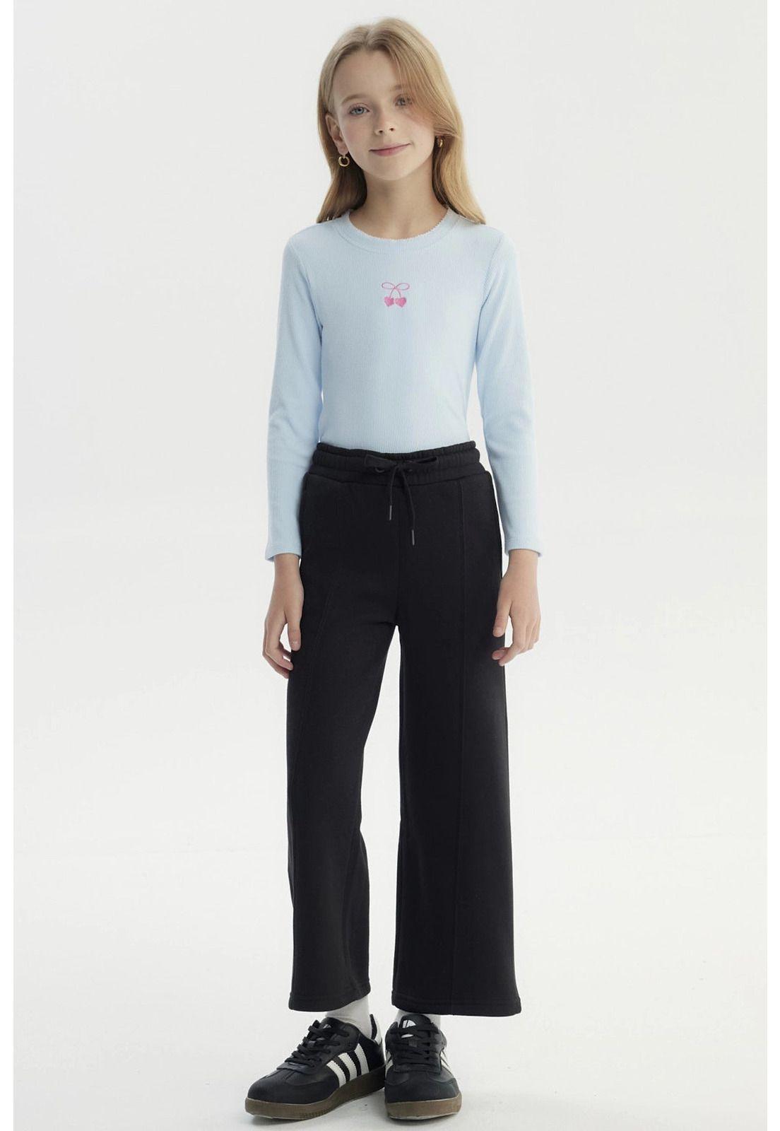Pantalón Buzo Niña Wide Leg Negro - lll-3