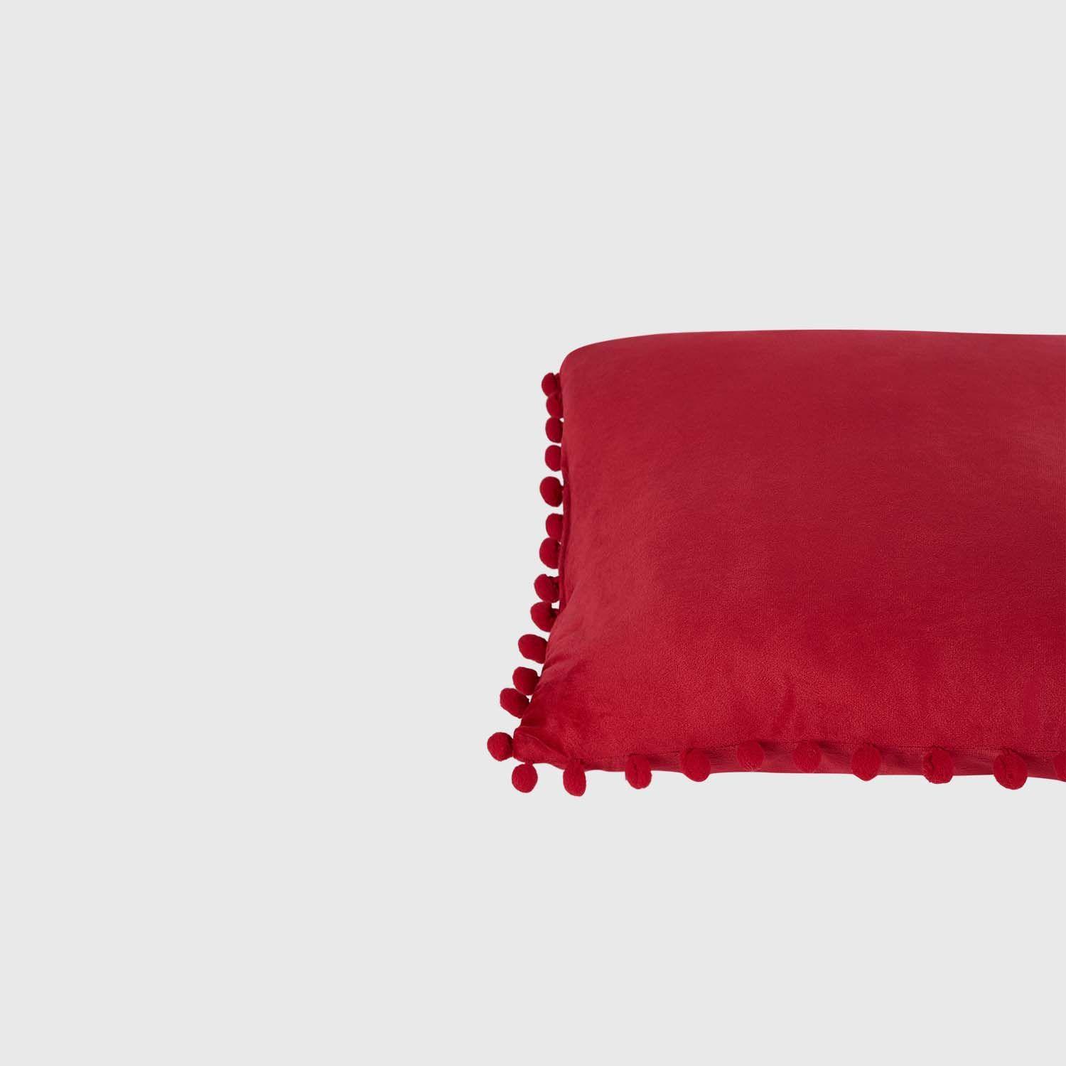 Cojín Home Pom Pom Cuadrado Rojo Oscuro Fashion's Park-2
