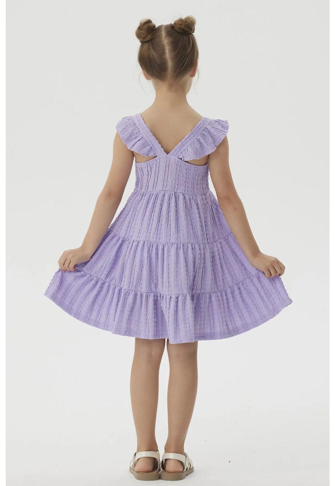 Vestido Niña Textura Y Vuelos Lila-2