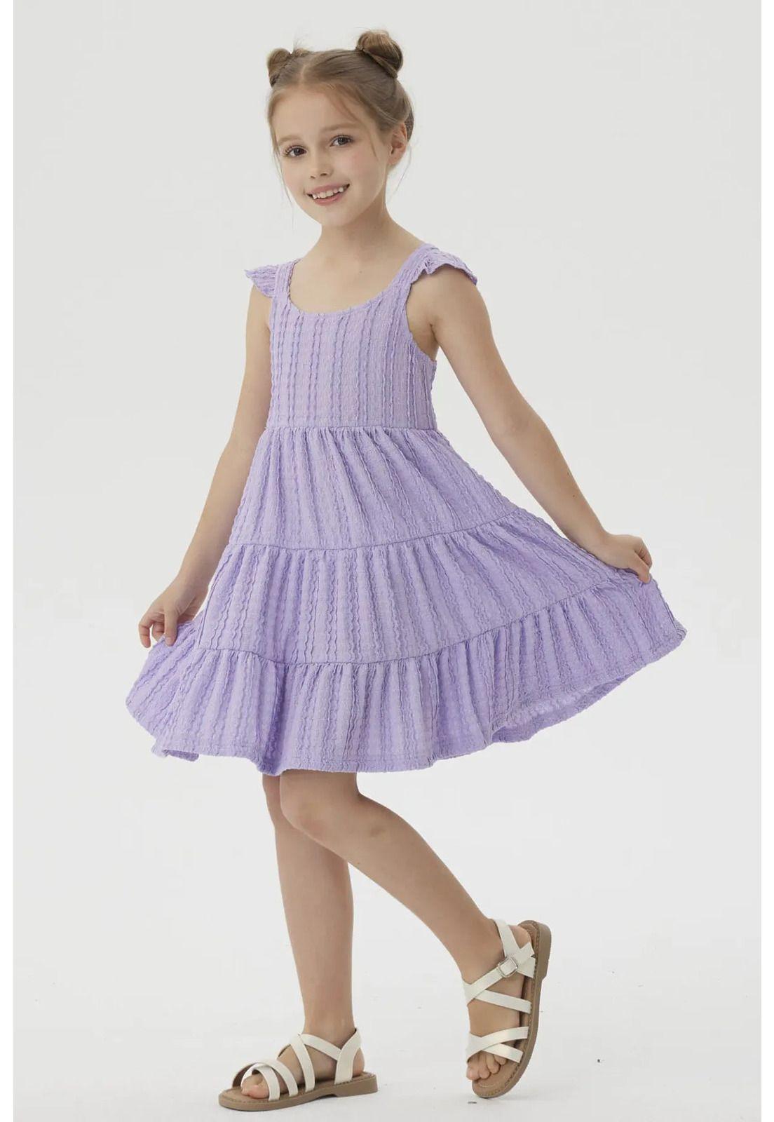 Vestido Niña Textura Y Vuelos Lila-3