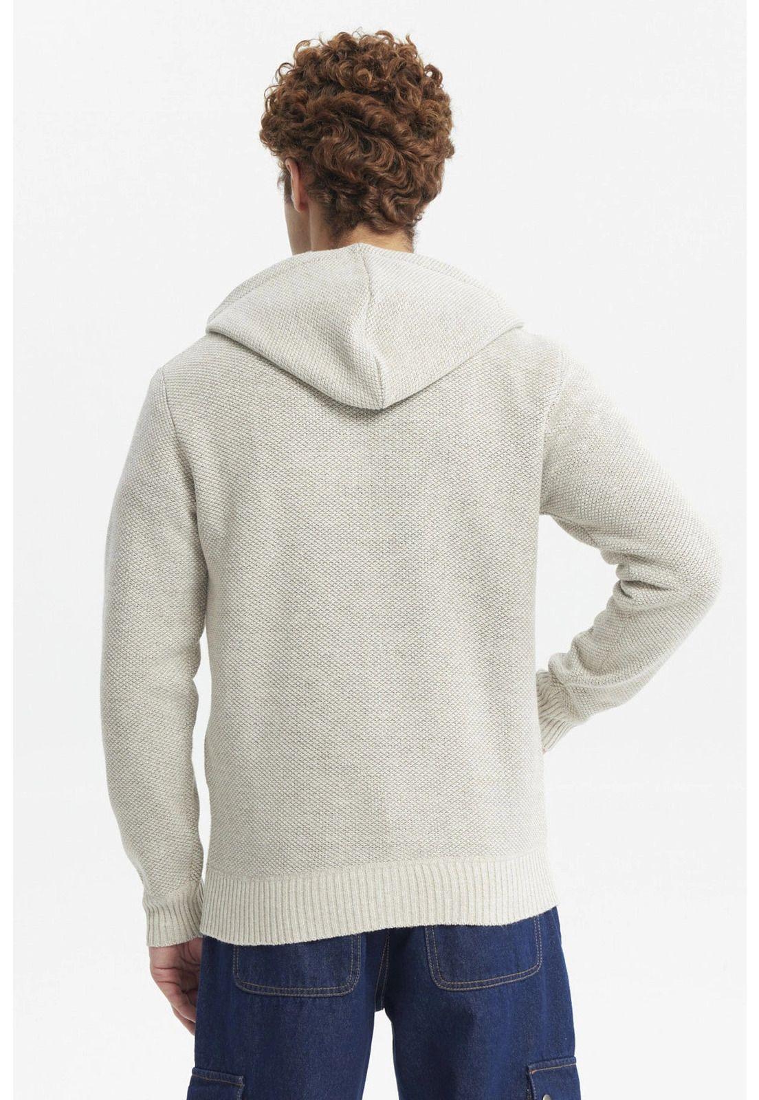 Sweater Hombre Hoodie Liso Con Micropolar Beige-2