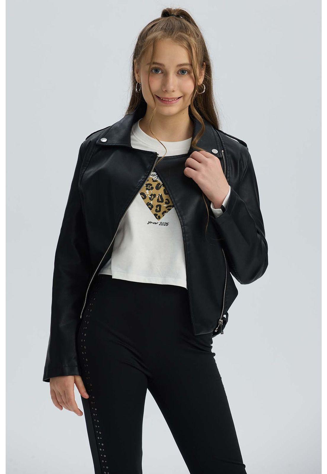 Chaqueta Niña Biker Negro-1