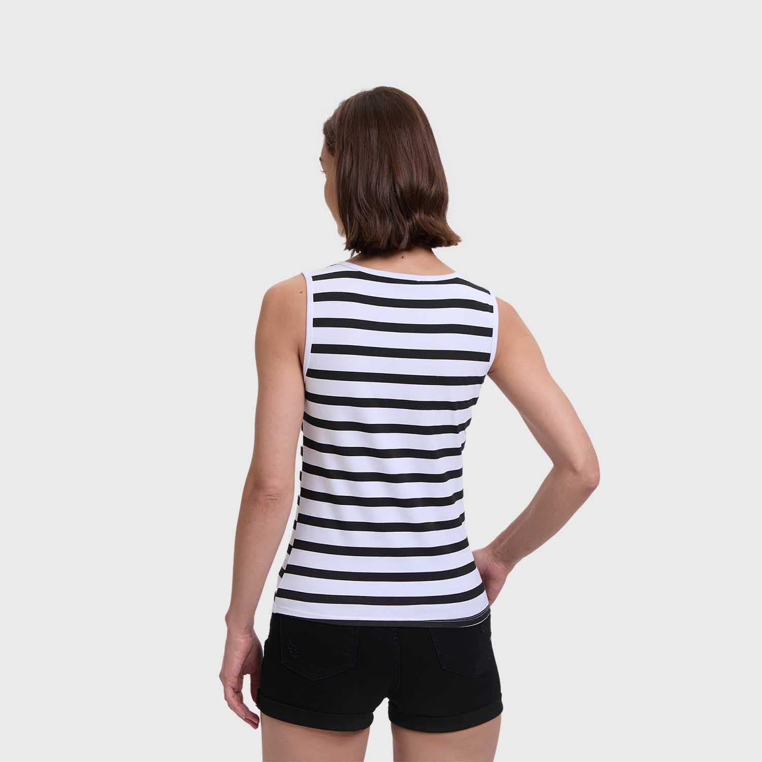 Polera Mujer Lisa Rayas Blanco / Negro Fashion's Park-2