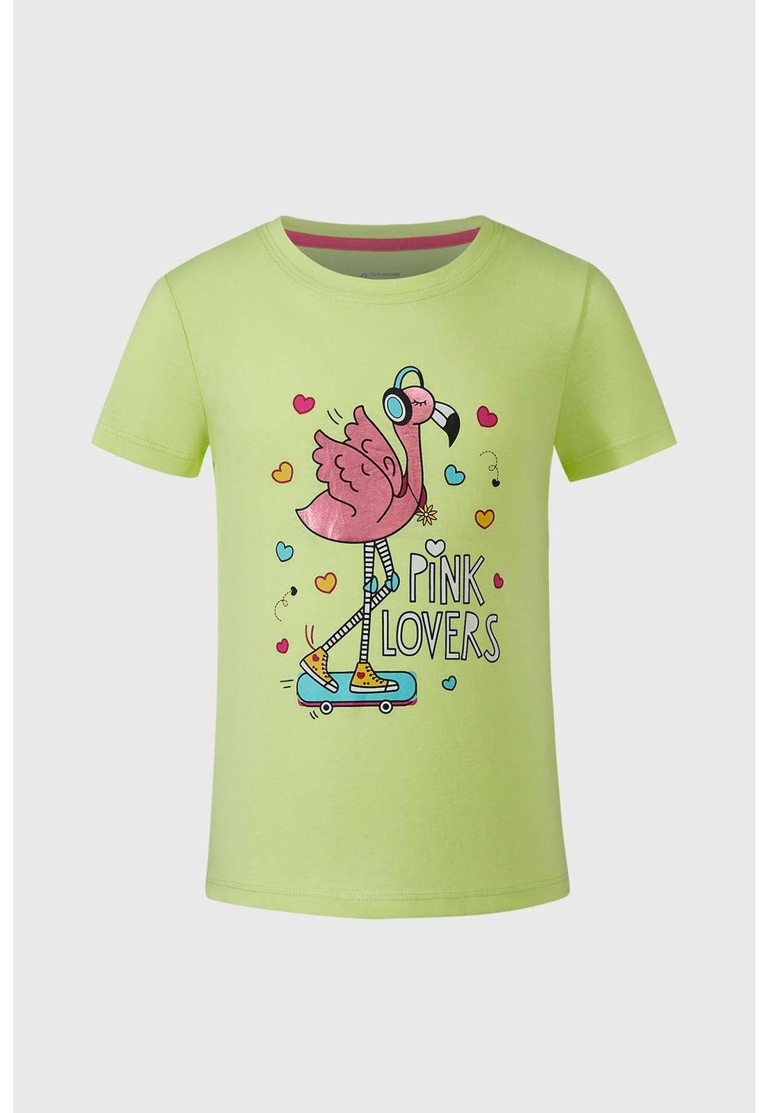 Polera Niña Bipack Print Verde Flúor-1