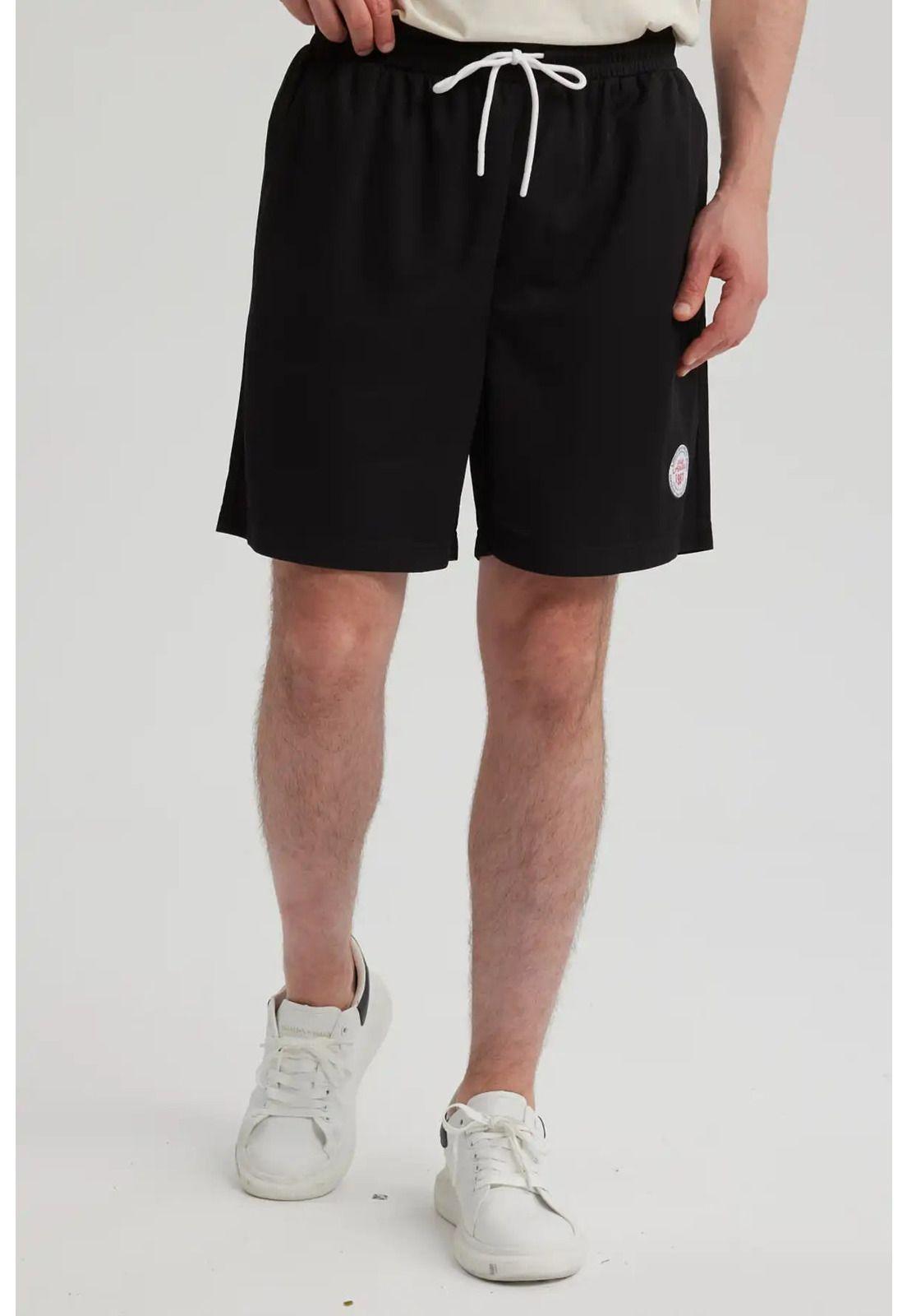 Bermuda Hombre Textura Bolsillo Trasero Negro-4