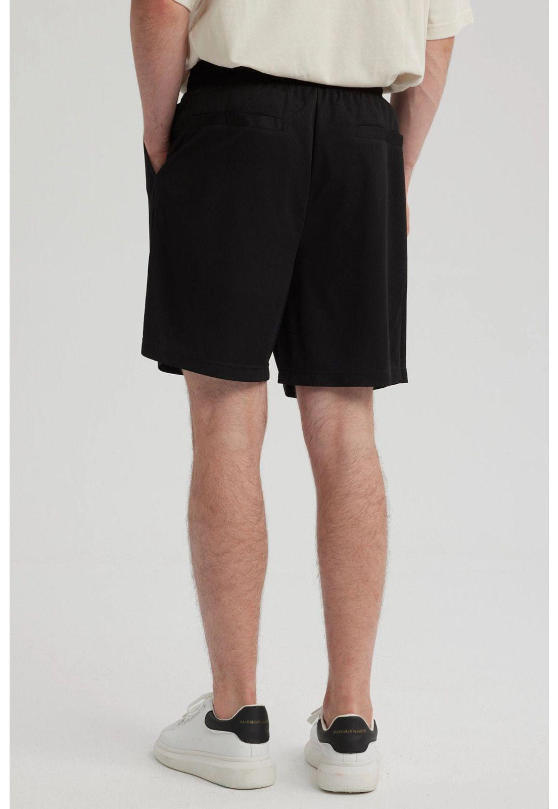 Bermuda Hombre Textura Bolsillo Trasero Negro-6