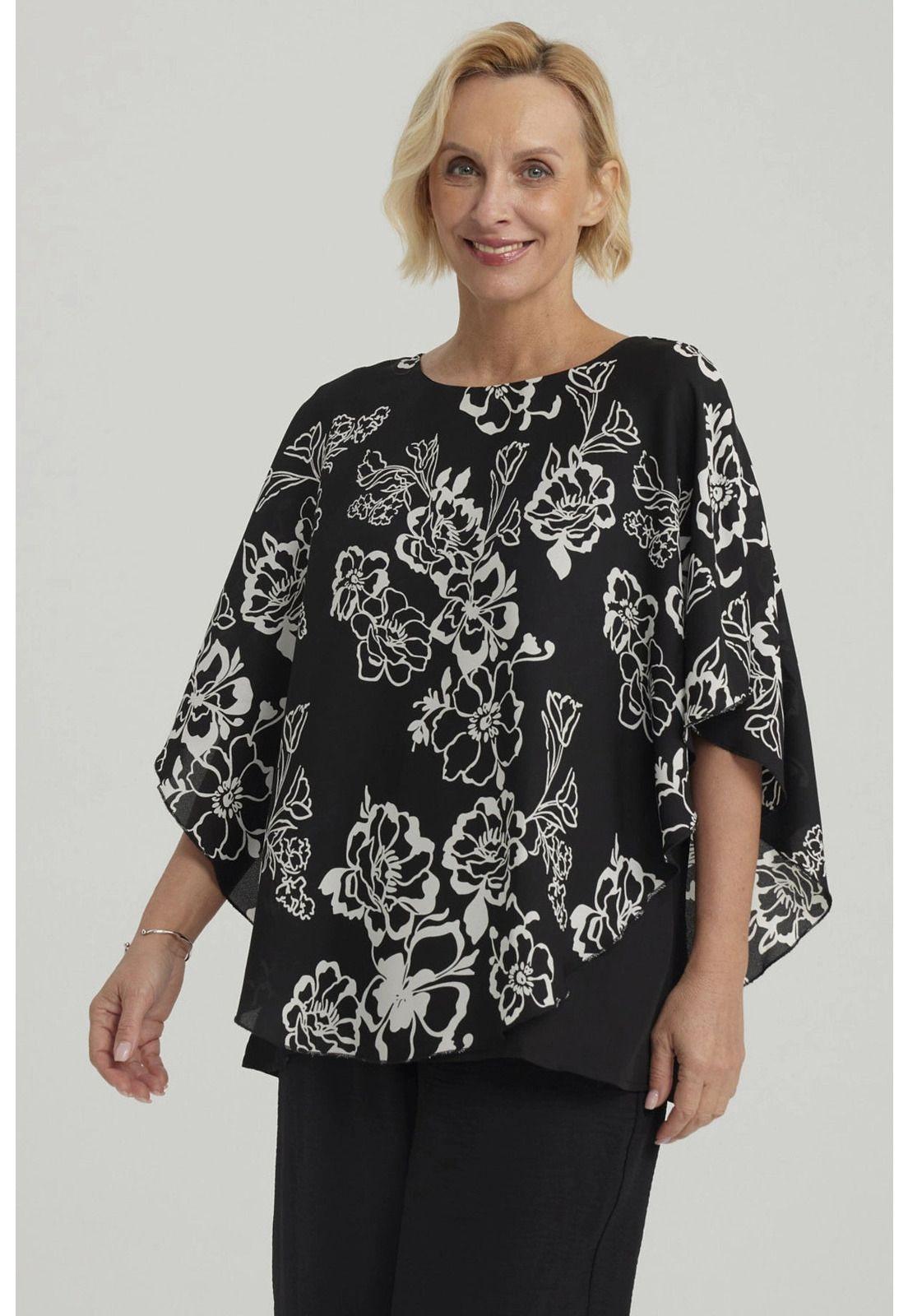 Blusa Mujer Túnica Peto Crep Negro-1