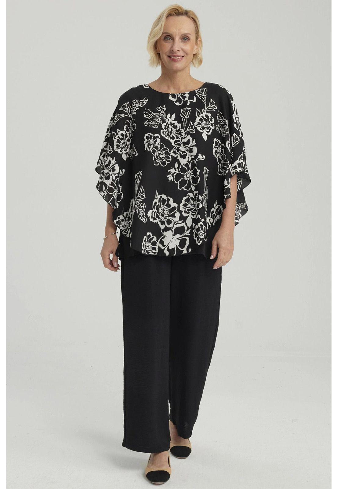 Blusa Mujer Túnica Peto Crep Negro-3