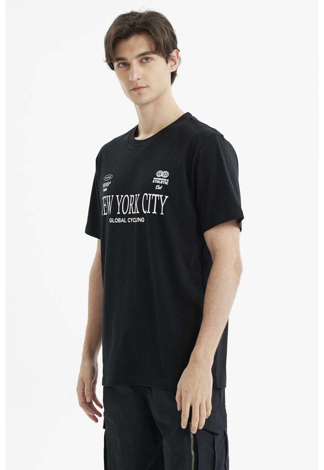 Polera Hombre Regular Fit Print New York Negro-1