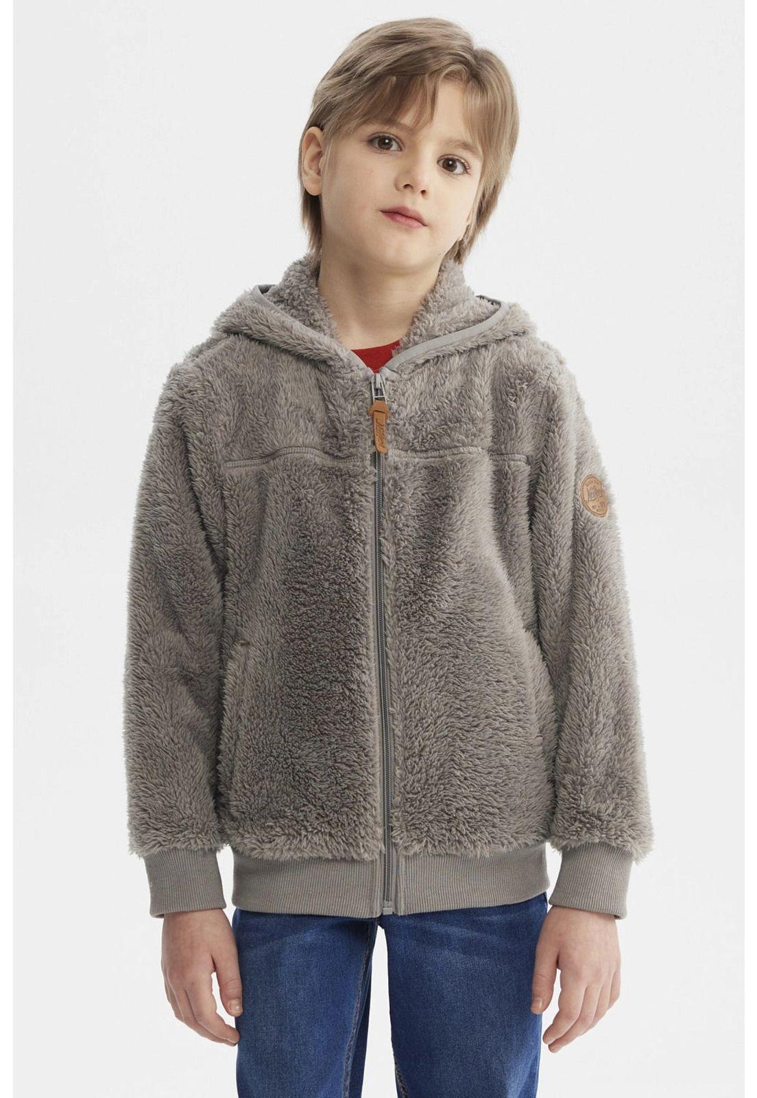 Polar Niño Básico Peludo Gris-0