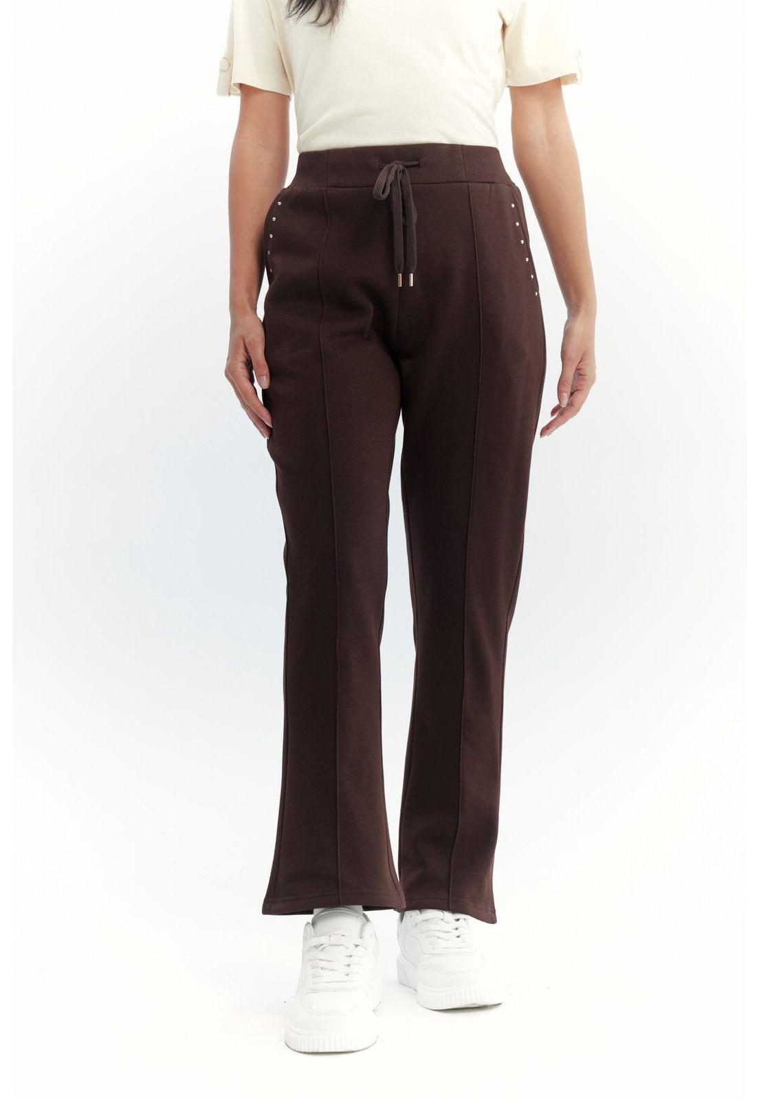 Pantalón Buzo Mujer Clásico Flare Café Oscuro-0