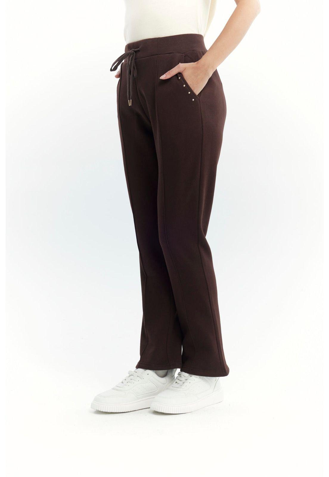 Pantalón Buzo Mujer Clásico Flare Café Oscuro-2
