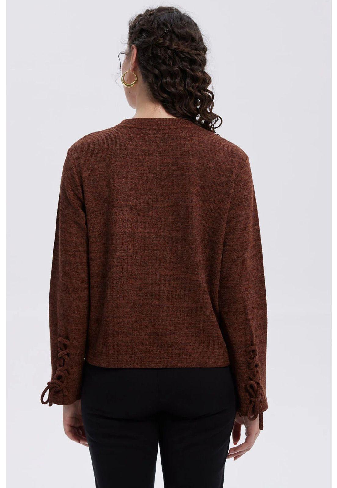 Sweater Mujer Mangas Café Oscuro-2