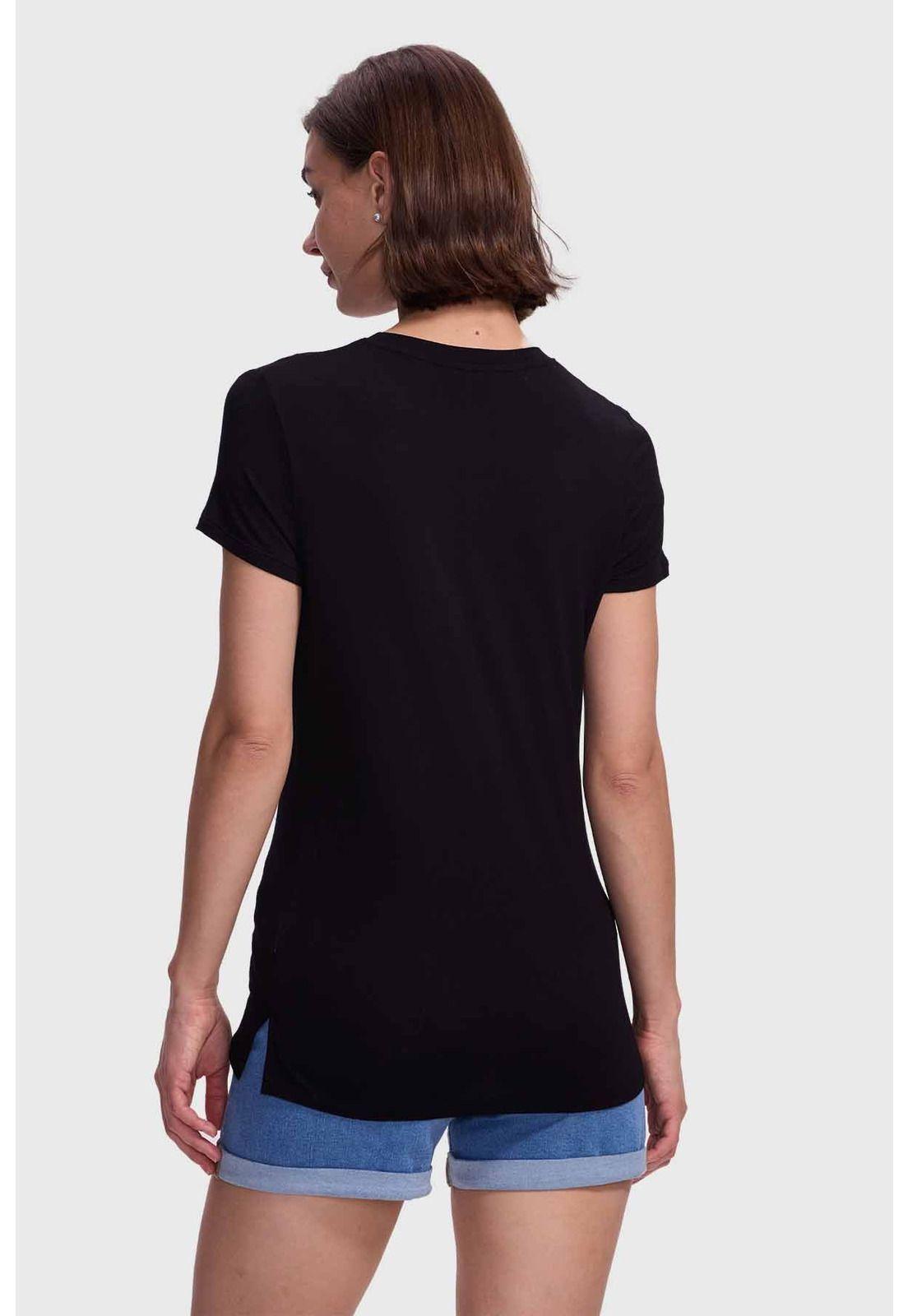 Polera Mujer Estampado Con Aplicación Negro / Fucsia-3