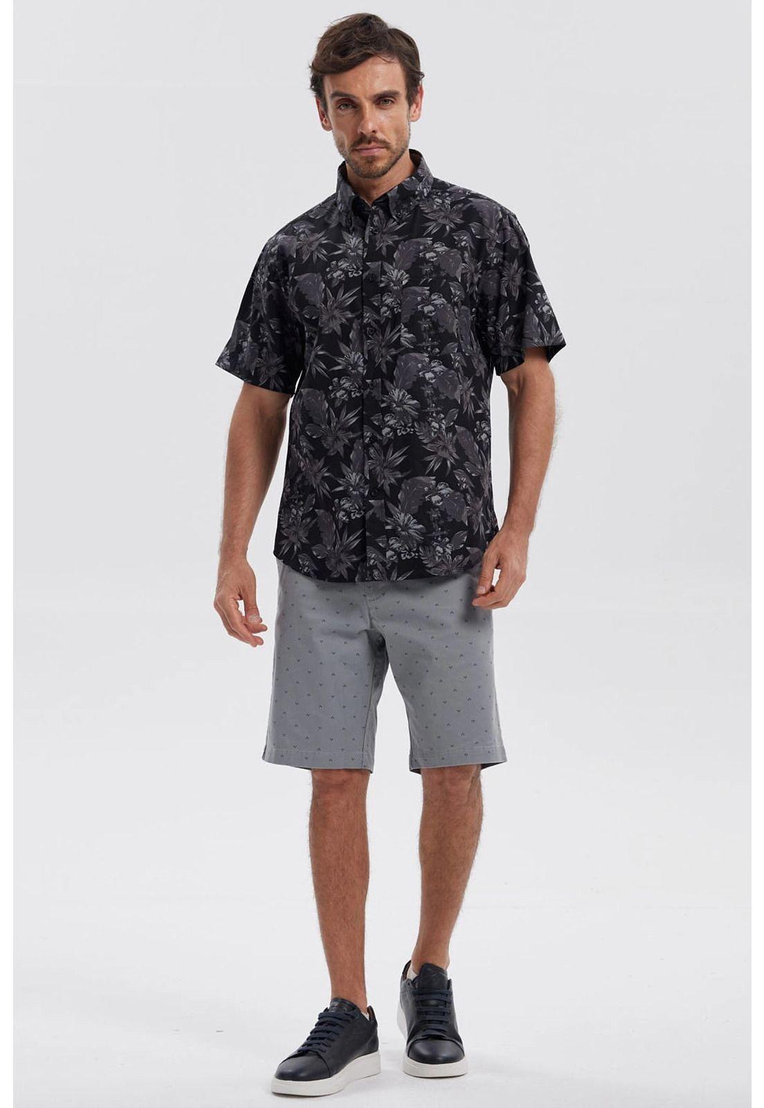 Camisa Hombre Mini Print Negro - ll-3