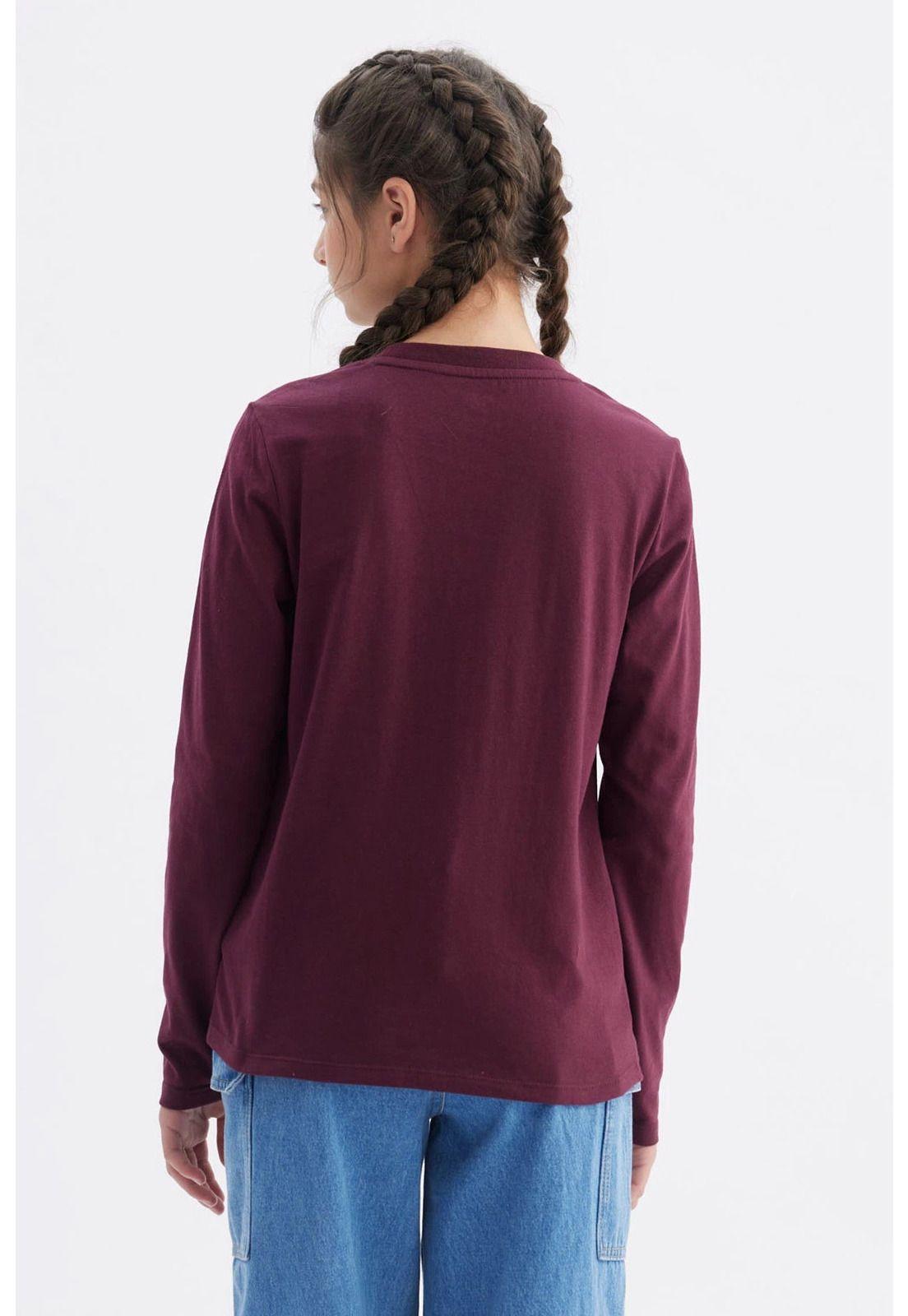 Polera Niña Básica Teen Burdeo-2