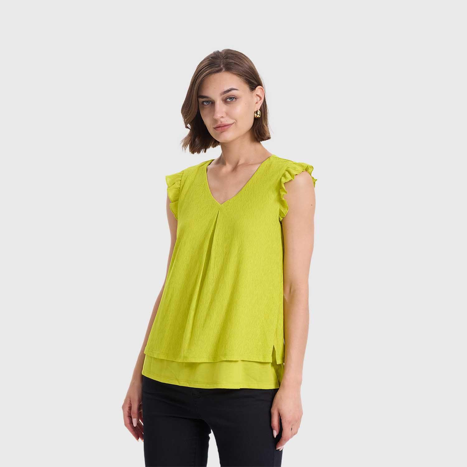 Polera Mujer Doble Capa Y Pinza Verde Pistacho Fashions Park-1