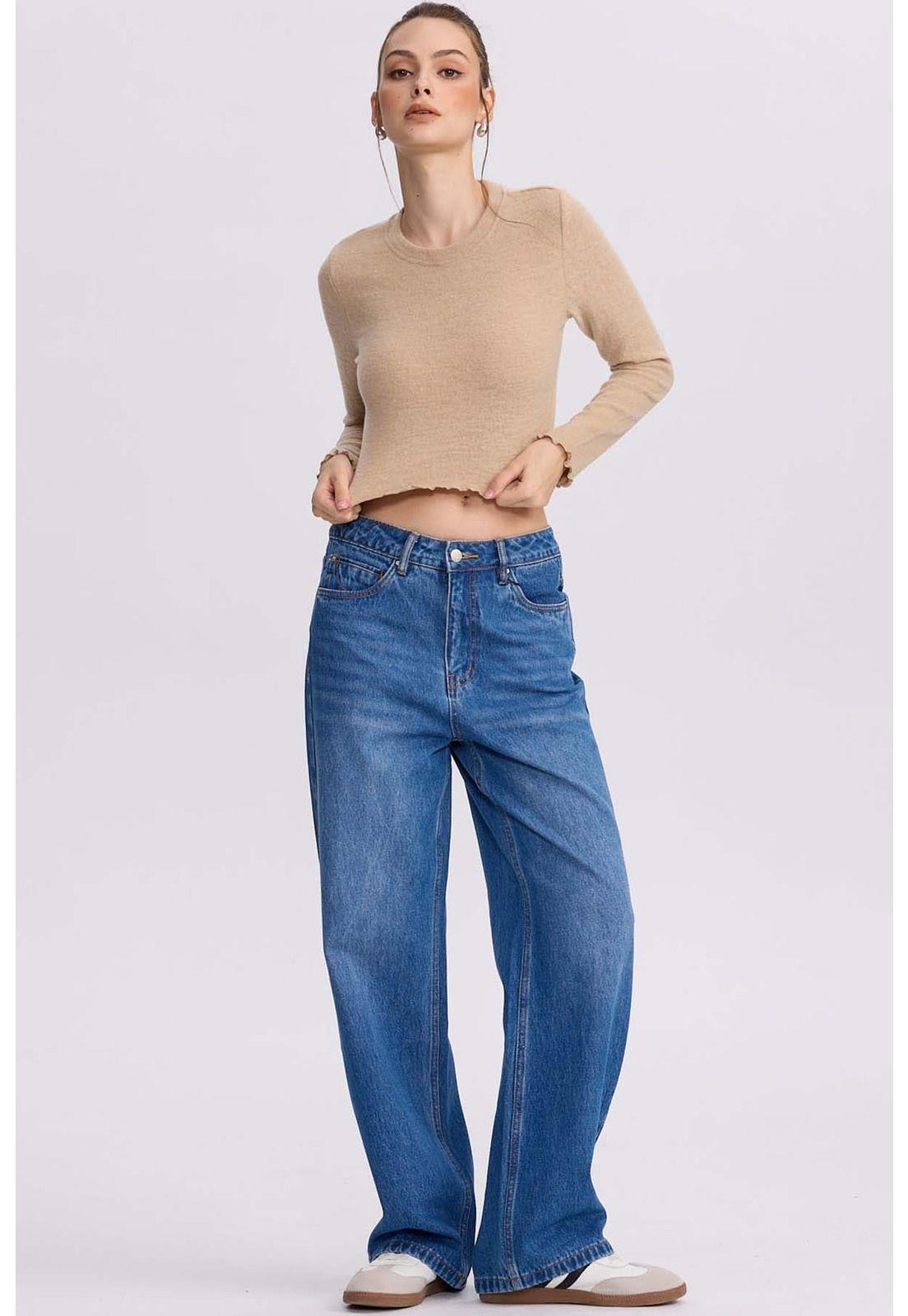 Sweater Mujer Crop Beige-3