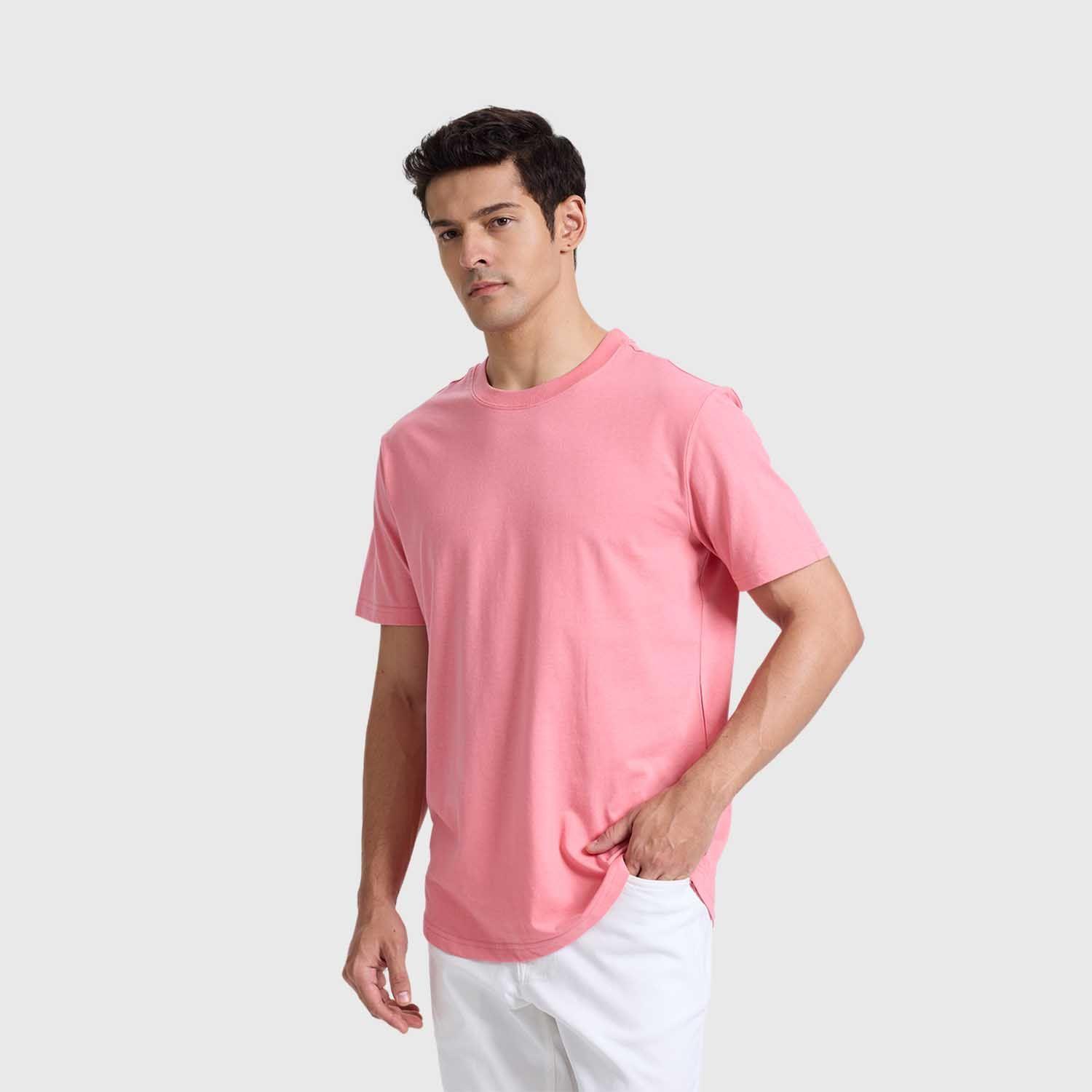 Polera Hombre Long Fit Básica Rosado Claro Fashions Park-1