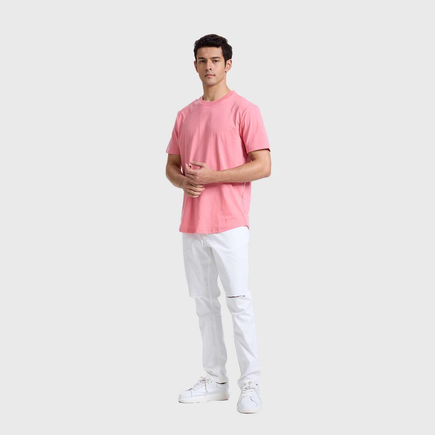 Polera Hombre Long Fit Básica Rosado Claro Fashions Park-3