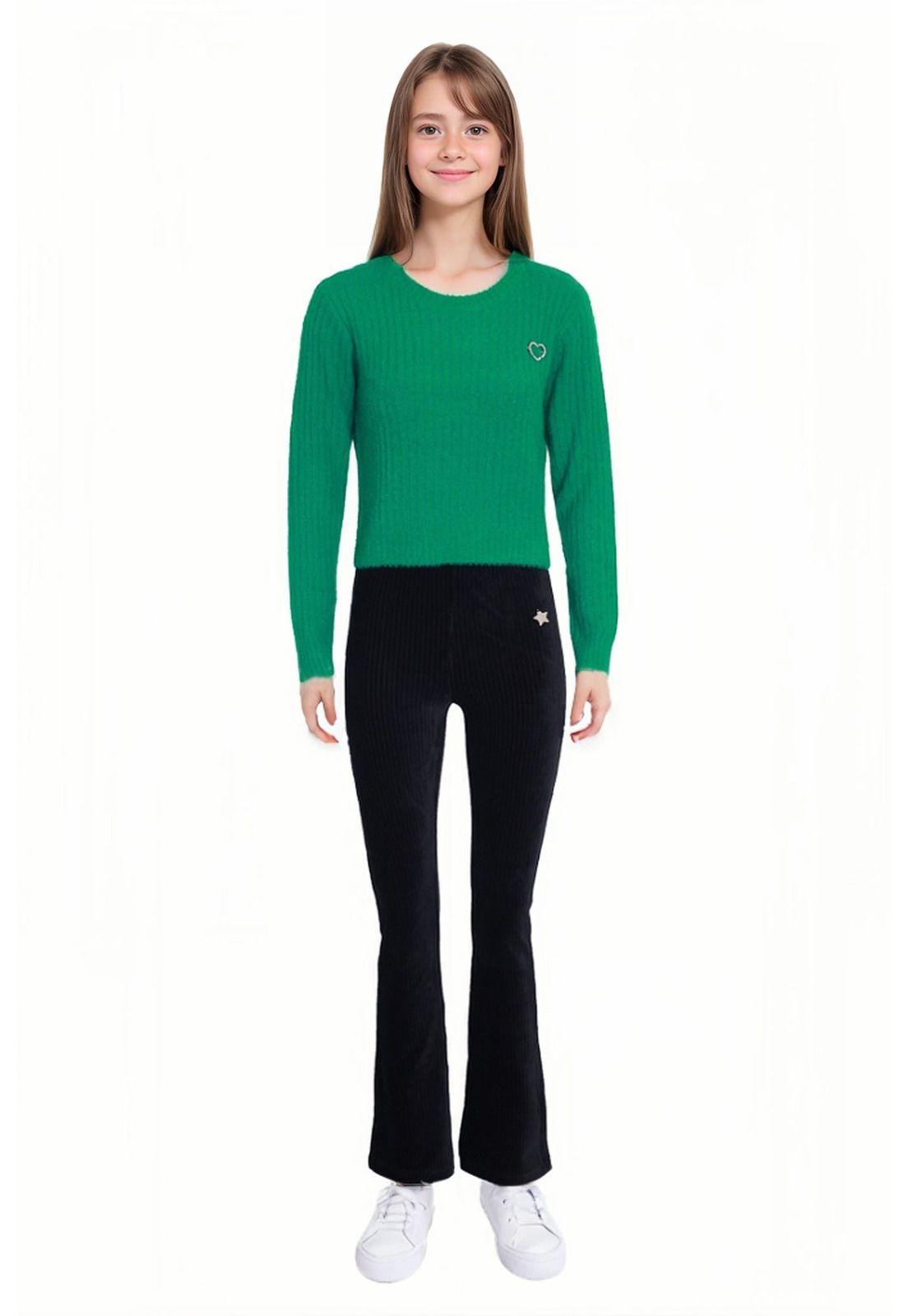 Sweater Niña Peludo Verde-2