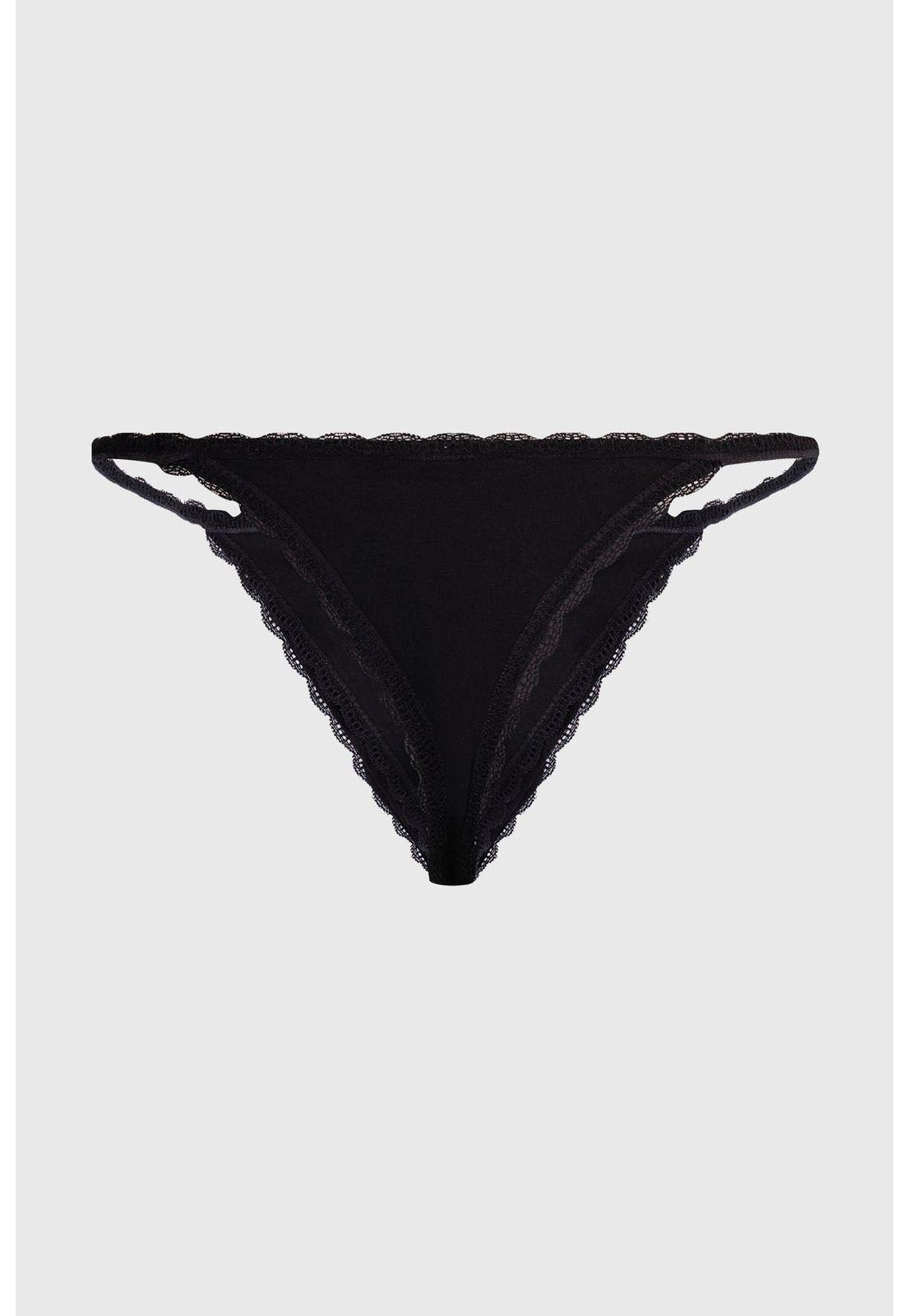 Calzón Mujer Colaless Tirante Encaje Negro-0